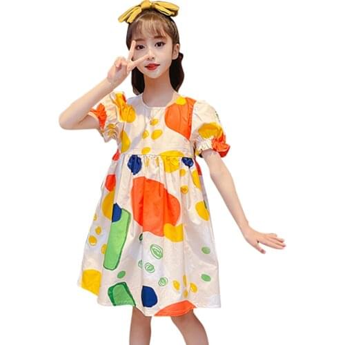 Dresses For Girls Dot Pattern Girl Child Dress Summer Kids Dress Casual Style Clothes Girl 6 8 10 12 14