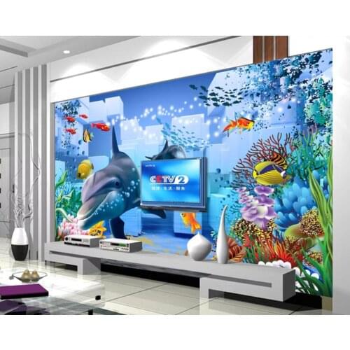 Custom photo wallpaper for walls 3 d murals Mediterranean Dolphin murals Background wall papers for living room decoration