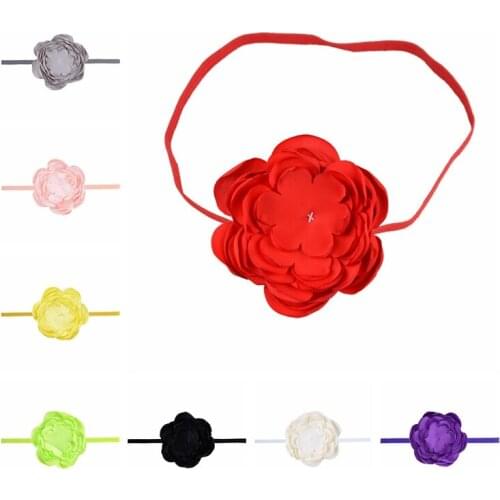 10 CM Handmade Fabric Flower Infant Headband Solid Color Roast Floral Elastic Hairband Baby Girls Clothing Ornaments Photo Props