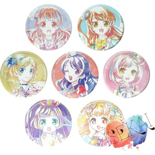 Pretty All Friends Anime Laala Manaka Mirei Minami Sophie Hojo Naru Ayase Yui Yumekawa Ani-Art Metal Badge Brooch Pins