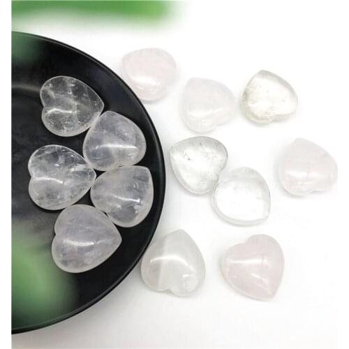 Drop Shipping 1pc Natural White Quartz Crystal Heart Shaped Stone Meditation Healing Gift Chakra Natural Stones and Crystals