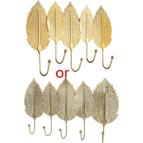 Nordic Luxury Leaf Shaped Hook Purse Coat Rack Key Hanger Wall Hanging Decor M17E