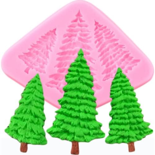 Christmas Tree Silicone Mold 3D Pine Trees Fondant Mould Cake Decorating Tools Candy Chocolate Molds Soap Resin Clay Moulds