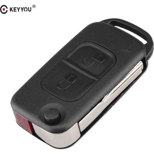 KEYYOU Flip Folding Car Case Remote Key Shell For Mercedes Benz SLK E113 A C E S W168 W202 W203 HU64 Blade 1/2/3/4 Button