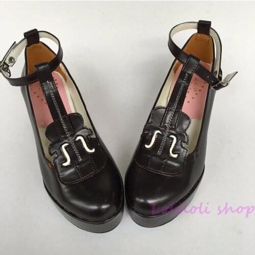 Princess sweet lolita shoes Lolita style Japanese design customized black matt violin type platform special shaped shoes 6615x