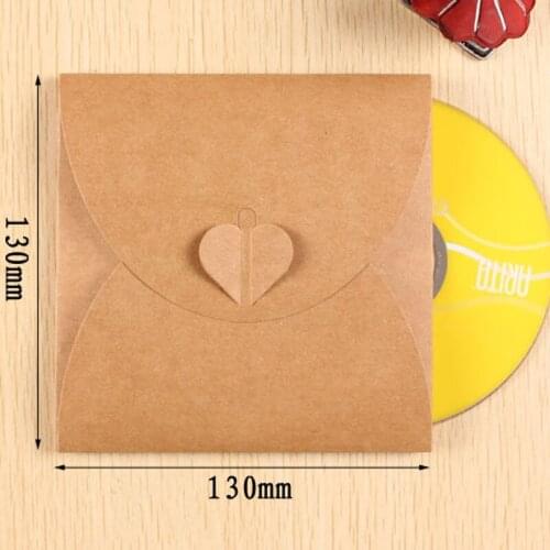 4pcs/lot 130*130mm/Vintage Heart Kraft Paper Optical disc Paper Bag/Filing Products/DVD Bag/DIY Green Card bag/envelope GT120