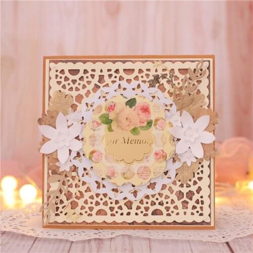 YaMinSanNiO Flower Square Frame Metal Cutting Dies Lace Background Stencil DIY Scrapbooking Paper Photo Cards Embossing New 2020