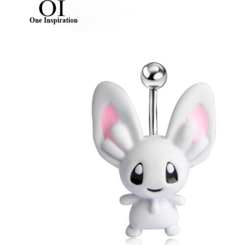 OI Rabbit Shape Navel Belly Button Rings For Women 2021 Summer Animal Body Piercing Jewelry Bikini Tragus Nombril Ombligo