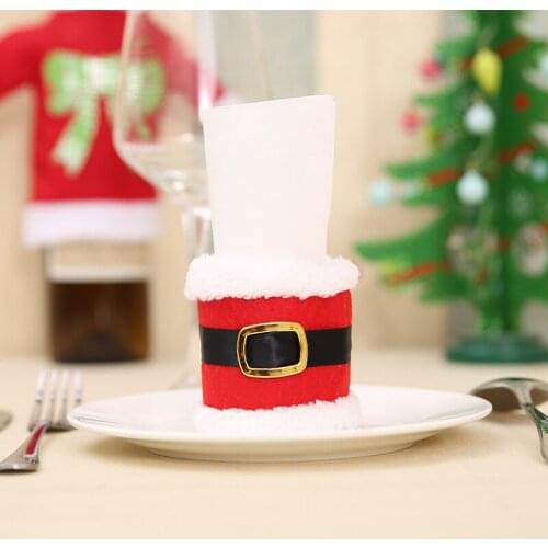 1Pc Christmas Decor Napkin Holders Tableware Dinner Decorations Santa Claus Cover for Xmas Hotel Party Table Decor