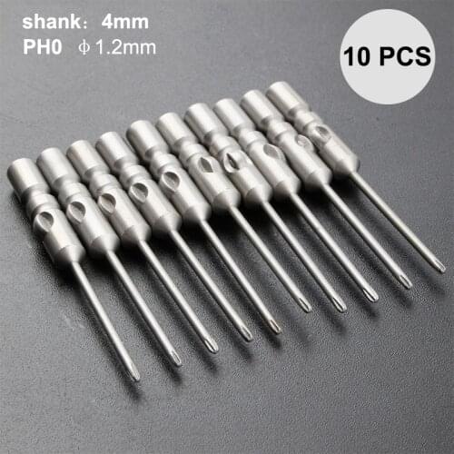 10pcs/1set Fast Ship Length 40mm shank 4mm Tip1.2mm-4mm Magnetic Cross Head Screwdriver Bits Electric Screwdriver Set PH0-PH2