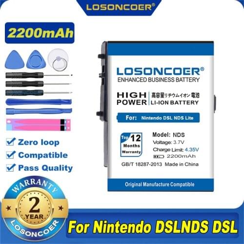 100% Original LOSONCOER DSL NDS DSLNDS 2200mAh Battery For Nintendo DSL NDS Lite Battery +Tools