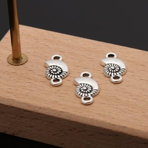 20pcs Silver Color Conch Shell Charms Making Sea Beach Pendant Fit Bracelet Jewelry Dropshippng 6X9mm A3458