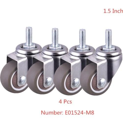 4 Pcs/Lot Casters 1.5 Inch Tpe Screw Universal Wheel Light Chrome Plated High-Grade Furniture Mute Wear-Resistant