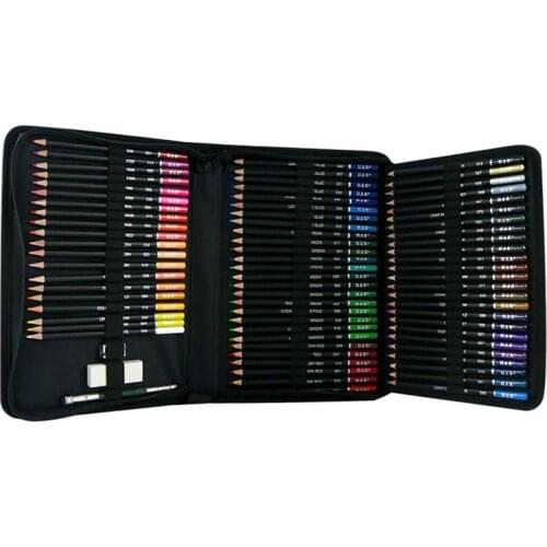 75pcs Oil Colored Pencils Set Eraser Sharpener Kit Drawing Coloring Art Supplies F3MA