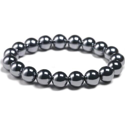 AAA Natural Black Shine Terahertz Round Beads Stone Beads Bracelet Women 6/8/10mm Men Jewelry Health Gemstone Gift
