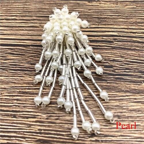 1 pcs handmade pearl and crystal appliques for clothing and jewelry making jewelry accessories for brooch earrings necklace