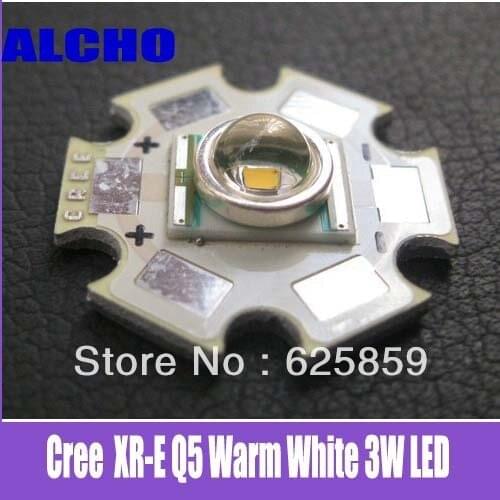 Free shipping Cree XLamp XR-E Q5 Warm White 3W LED Light Emitter with 20mm Star PCB