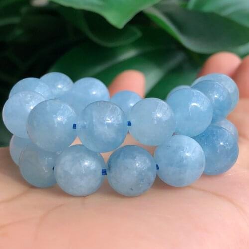 Natural Stone Aquamarines Beads Round Loose Spacer Beads For Jewelry Making DIY Bracelet Accessories 6/8/10MM 15"Inches