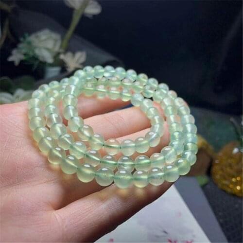 6mm Top Natural Green Prehnite Bracelet Jewelry For Women Men Love Gift Crystal 3 Laps Necklace Round Beads Stone Strands AAAAA