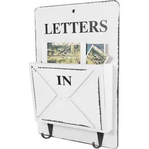 Wood Mail Box Letter Rack Key Holder Mail Organizer Wall Storage Creative Home Decoration with Hook Hanger Letter Rack