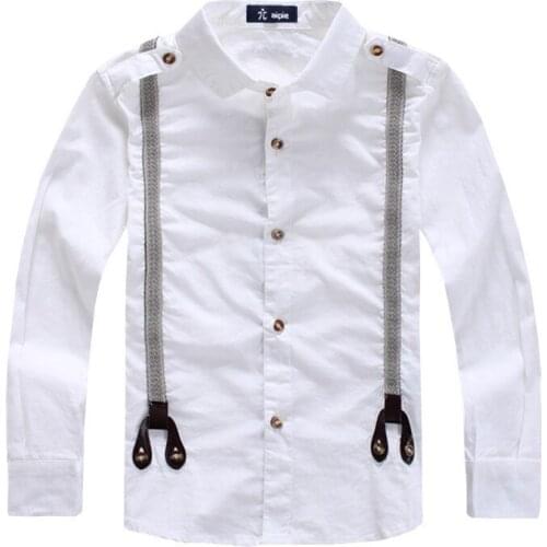Childrens Shirts Classic Strap Design England Style Cotton Long Sleeved Kids Boys Shirts Clothing