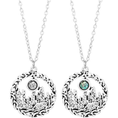 Dongsheng Fashion Crystal Charm Outlander Necklace Irish Triangle Celtics Knot Triskele Trinity Scottish Pendant Necklaces Gift