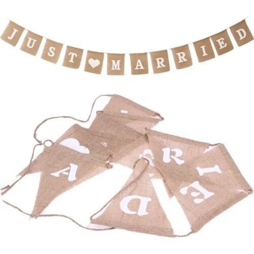 Jute Burlap Bunting Rustic Just Married Mr Mrs Wedding Banner Garland Party Flags Candy Bar Decoration Event Supplies Candy bar