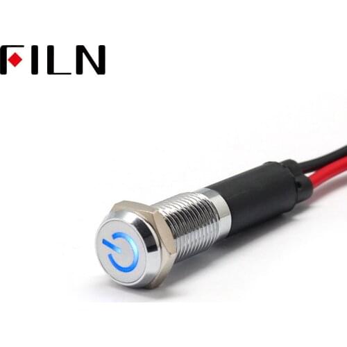 FILN 8mm Car dashboard The power supply symbol led red yellow white blue green 12v led indicator light with 20cm cable