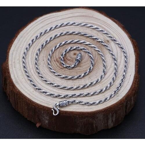 Indian Choker Necklace 100% Real 925 Sterling Silver Women Men Rope Chain Long Best Friend Necklace Pendant Jewelry 2021 New N02