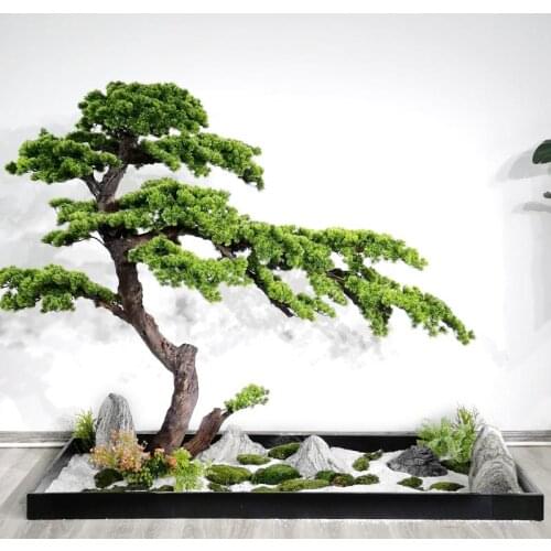 Artificial Greeting Pine Podocarpus Macrophyllus Tree Green Plant Pot Sales by Indoor and Outdoor Soft Outfit Decoration