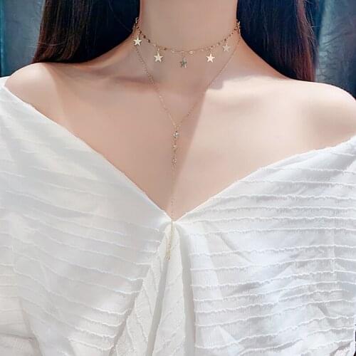 Dainty Layered Necklaces Pearl Pendant Exquisite Necklace Multilayer Adjustable Layering Chain Necklaces Set For Women Lady