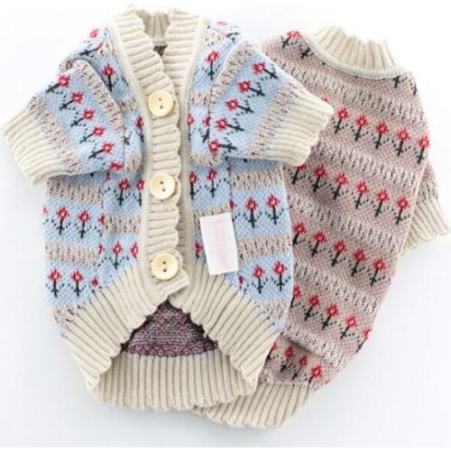 Cat Dog Cardigan Sweater Puppy Small Dog Costume Knit Apparel Winter Dog Clothes Pet Clothing Yorkshire Poodle Coat Outfit 2021