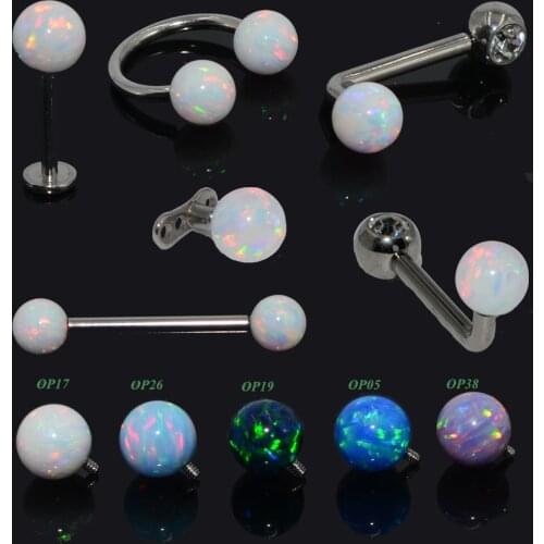 1PC G23 Titanium Opal Ear Tragues Horseshoe Nose Ring Christina Vertical Hood Labret Dermal Anchor Piercing Earring Body Jewelry