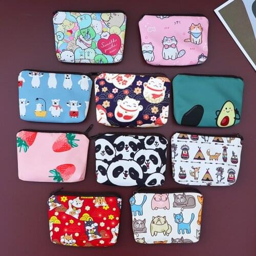 Animal Pattern Print Purse Cartoon Portable Zipper Coin Bag Waterproof Multicolor Cute Wallet Storage Pouch Key Pouch Fashion