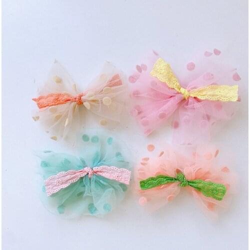 Colorful Lace knot duck bill clip baby girl handmade gauze bowknot hairpin hair clip accessories