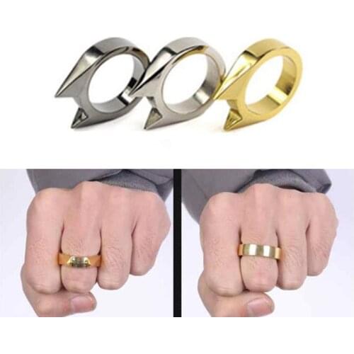Creative Cool Brass Knuckles Zinc Alloy Self-Defense Escape Ring Anti-wolf Protective Equipment Outdoor Personal Punk Rings Gift