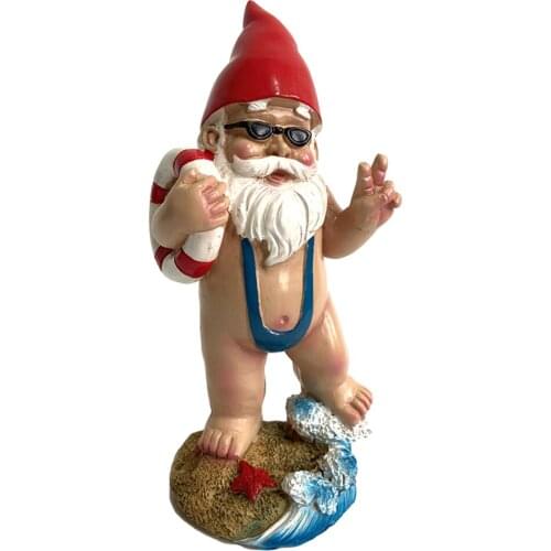Creative Swimming Dwarf Resin Ornaments American Personality Swimsuit Dwarf Swimming Ring Statue Garden Decoration Crafts Gift