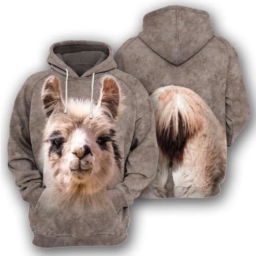 Funny Animal Llama Mens 3D Print Hoodies Harajuku Pullover Unisex Sweatshirts Hood Jacket Hip-Hop Women Cute Streetwear Coat