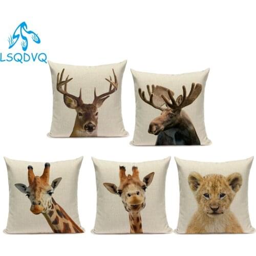 Animal Series Cushion Cover Home Decor Tiger Elephant Monkey Throw Pillows Covers Pillowcase For Sofa Decoration