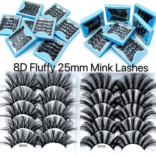 NEW 50Pair Fluffy Lashes 25mm 3d Mink Lashes Long Thick Natural False Eyelashes Lashes Vendors Makeup Mink Eyelashes