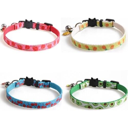 New Cute Cat Collars Cherry Pendant Adjustable Puppy Kitten Necklace Fruits Pattern Cats Rabbit Collars with Bells Dog Supplies