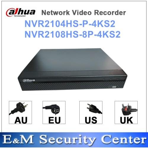 Original Dahua English Version NVR2104HS-P-4KS2 NVR2108HS-8P-4KS2 4 And 8 Channel Compact 1U NVR POE Network Video Recorder