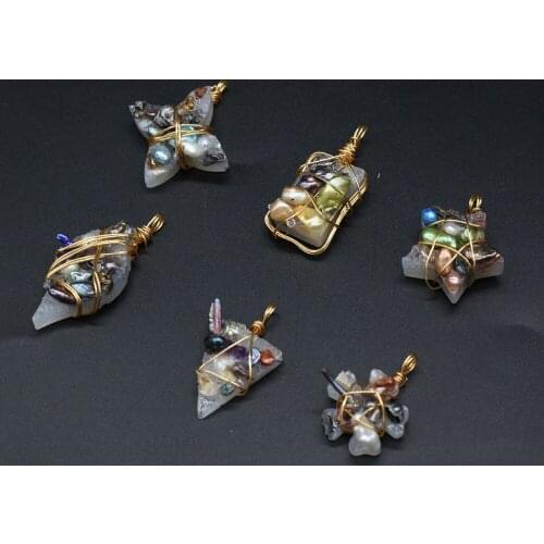 Natural stone Pendant semi-precious winding line irregular exquisite Charms for jewelry making DIY necklace bracelet accessories