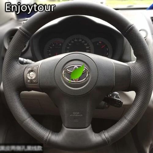 Styling Leather Hand Sewing Car Steering Wheel Cover 38cm Accessories for Toyota Rukus Rumion Scion XB 2008 2009 2010 2011 2018