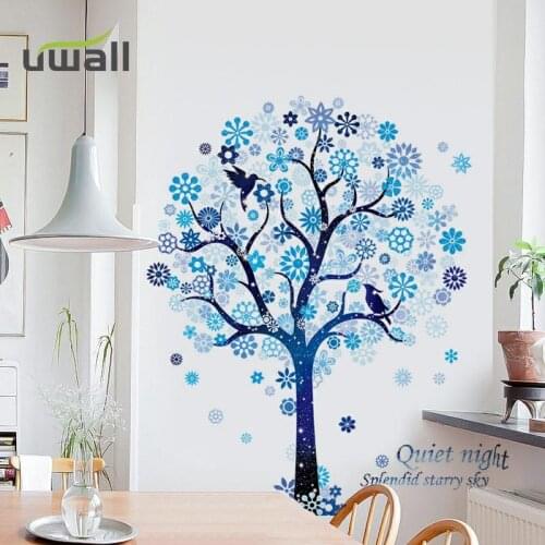 Warm Starry Fantasy Tree Girl Bedroom Decoration Self-Adhesive Wall Stickers Living Room Home Decor TV Sofa Background Stickers