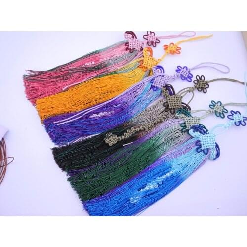 U-pick--6 Colors 2pcs Two Tones Long20cm (8.0'') Soft Silk Tassels Charms with Two Chinese Knots, Super Quality