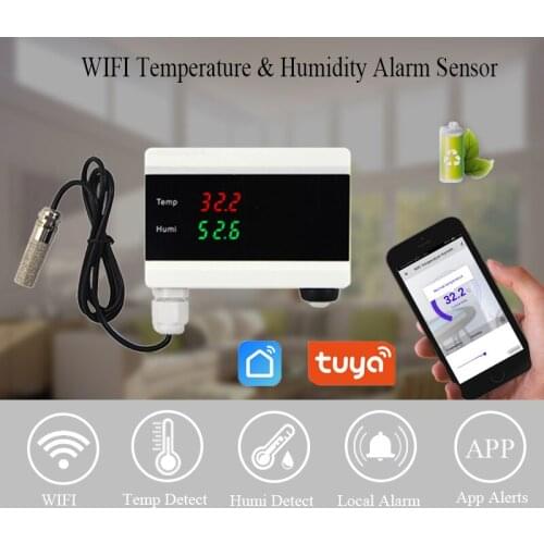 New Tuya Smart WIFI Temperature Humidity Alarm Sensor Thermometer Hygrometer Detector Home Digital Display Android App Alert