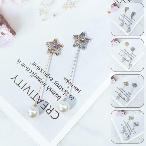 Vintage Flower Pearl Crystal Rhinestone Long Needle Brooches Men Suit Brooch Pin Women Shawl Cardigan Shirt Collar Accessories
