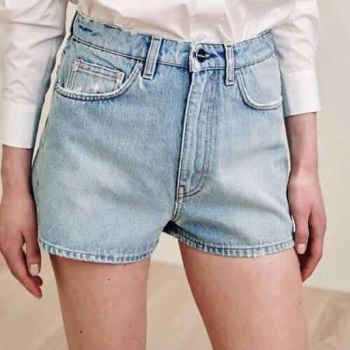 2021 New Spring And Summer Fashion Casual High Waist Slim Straight Middle Waist Womens Jeans Shorts X370