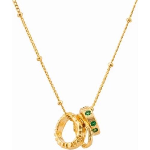 Vintage Gold Color Three Rings Pendants Necklace Women Charms Choker Fashion Boho Jewelry